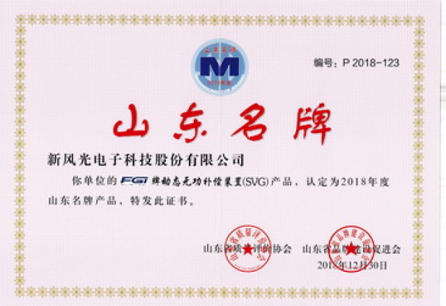 九游会游戏：公司荣获“山东名牌”产品称号